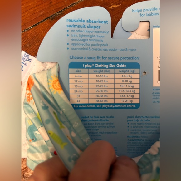 iPlay Snap Reusable Swim Diaper- Light Aqua Sea Friends- 6 Months - Picture 2 of 4